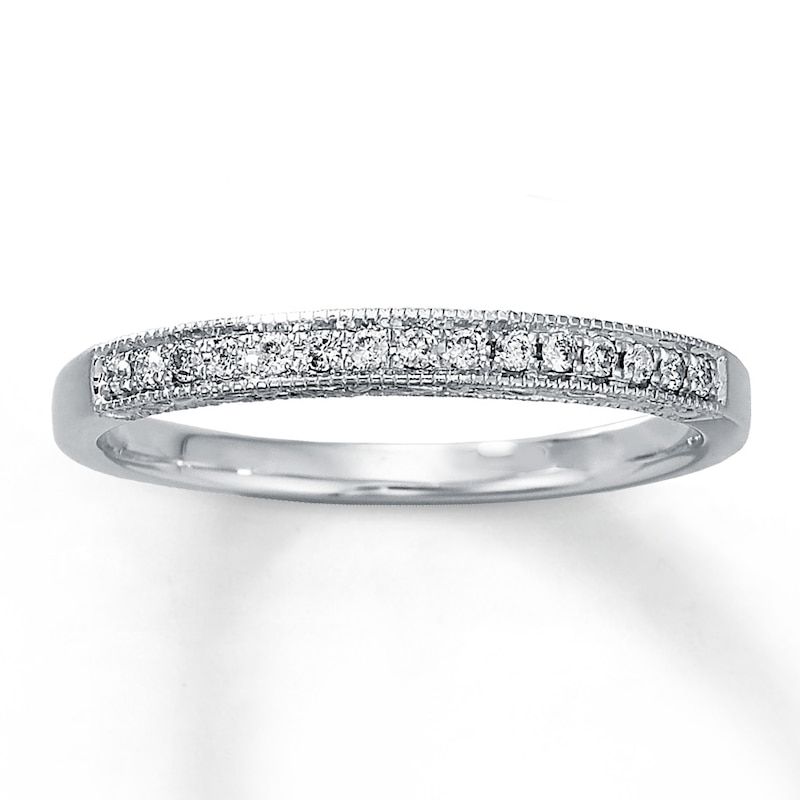 Main Image 1 of Previously Owned Wedding Band 1/10 ct tw Round-cut Diamonds 10K White Gold Size 11.75