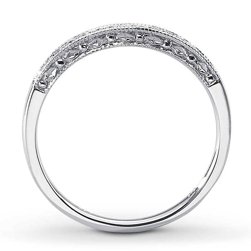 Main Image 2 of Previously Owned Wedding Band 1/10 ct tw Round-cut Diamonds 10K White Gold Size 11.75