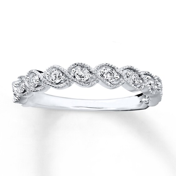 Previously Owned Diamond Band 1/3 ct tw Round-cut 10K White Gold Size 11.75