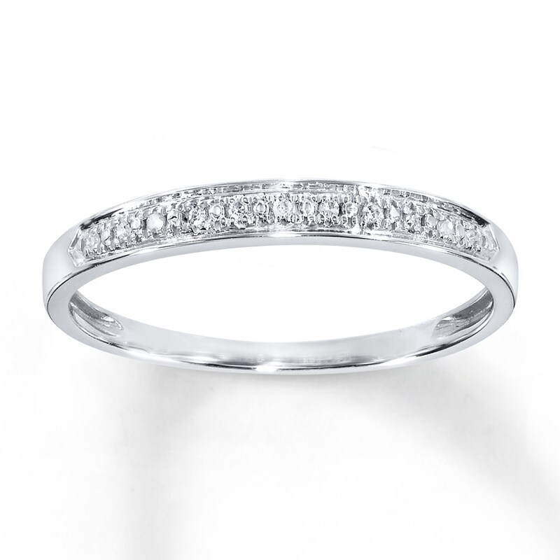 Main Image 1 of Previously Owned Diamond Accent Anniversary Band 10K White Gold - Size 9.5