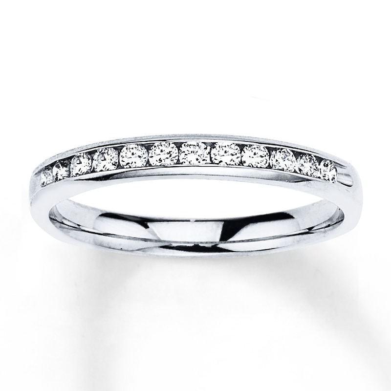 Main Image 1 of Previously Owned Diamond Band 1/4 ct tw Round-cut 10K White Gold Size 4.75