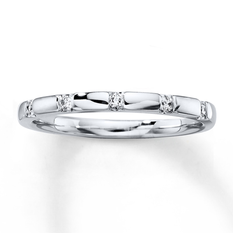 Main Image 1 of Previously Owned Diamond Anniversary Ring 1/10 ct tw Round-cut 10K White Gold - Size 10.25