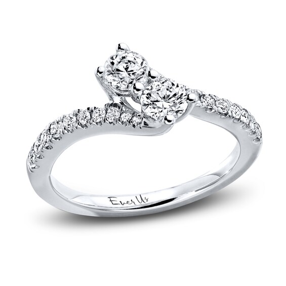 Previously Owned Ever Us Two-Stone Anniversary Ring 3/4 ct tw Round-cut Diamonds 14K White Gold Size