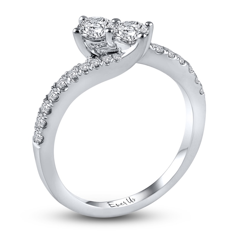 Main Image 2 of Previously Owned Ever Us Two-Stone Anniversary Ring 3/4 ct tw Round-cut Diamonds 14K White Gold - Size 9