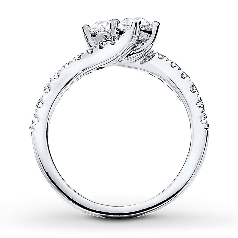 Main Image 4 of Previously Owned Ever Us Two-Stone Anniversary Ring 1 ct tw Round-cut Diamonds 14K White Gold - Size 8.5