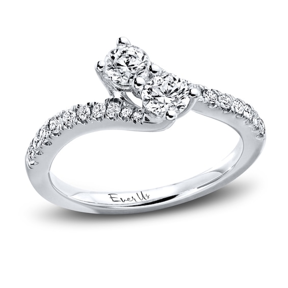 Previously Owned Ever Us Two-Stone Anniversary Ring 3/4 ct tw Round-cut Diamonds 14K White Gold 9.25