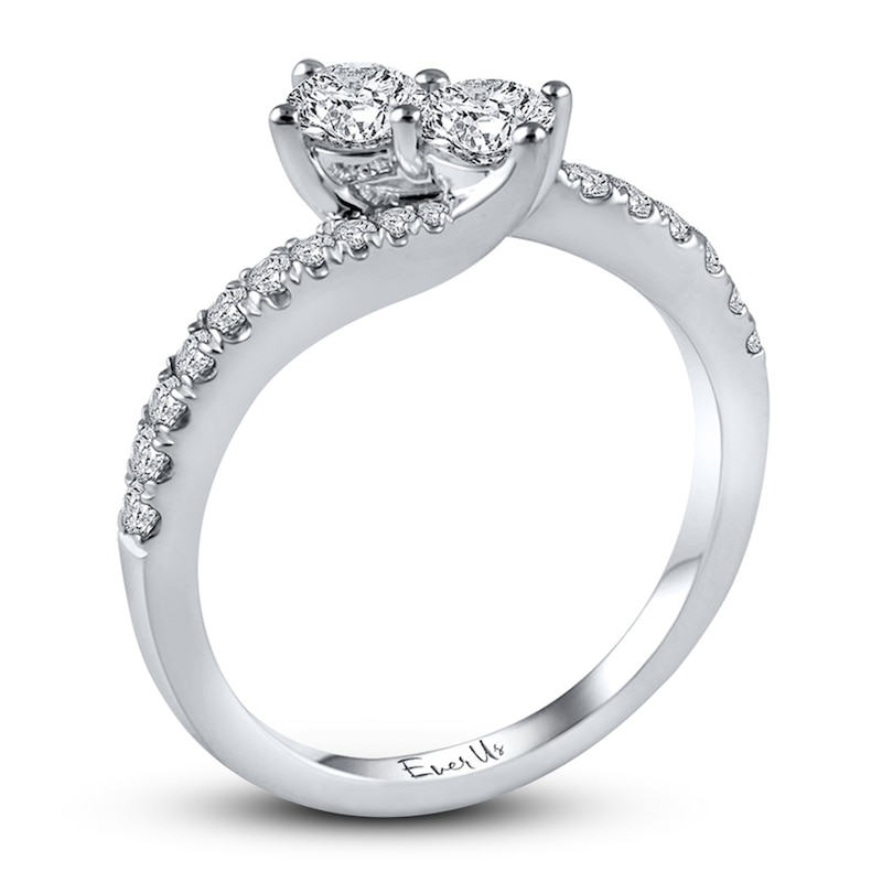Main Image 2 of Previously Owned Ever Us Two-Stone Anniversary Ring 3/4 ct tw Round-cut Diamonds 14K White Gold Size 9.25
