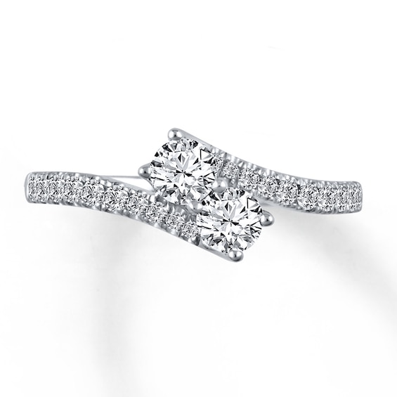 Previously Owned Ever Us Two-Stone Anniversary Ring 3/4 ct tw Round-cut Diamonds 14K White Gold Size 9.5
