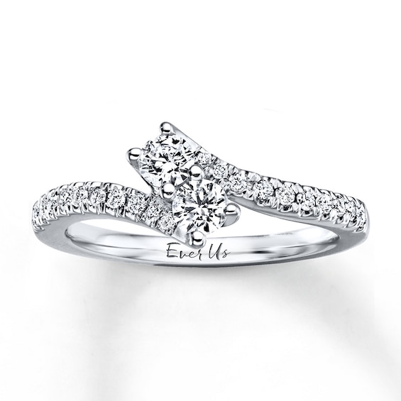 Previously Owned Ever Us Two-Stone Anniversary Ring 1/2 ct tw Round-cut Diamonds 14K White Gold Size 4.25