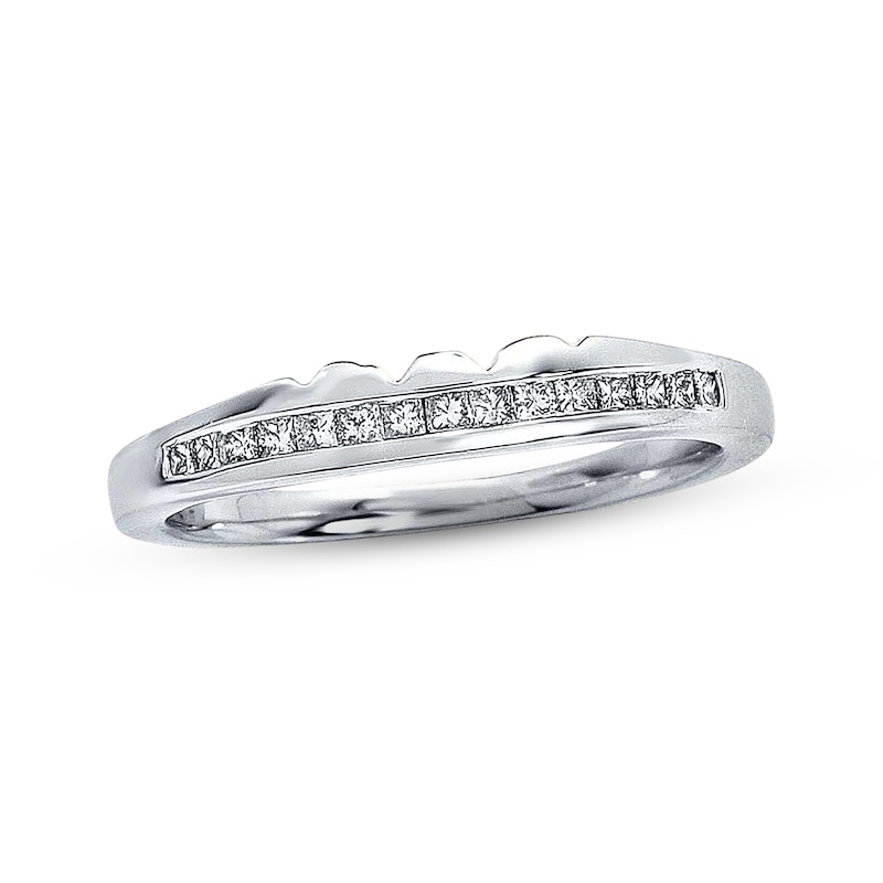 Main Image 1 of Previously Owned Diamond Wedding Band 1/5 ct tw Princess-cut 14K White Gold - Size 4
