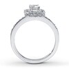 Thumbnail Image 2 of Previously Owned Diamond Engagement Ring 1 ct tw Emerald & Round-cut 14K White Gold - Size 4.25
