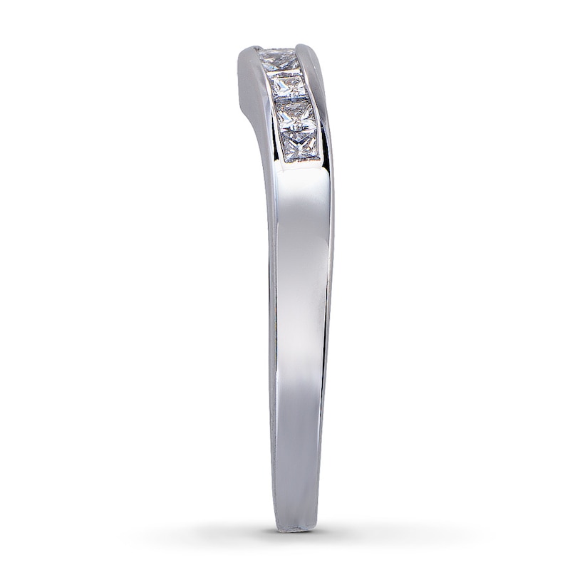 Main Image 3 of Previously Owned Diamond Enhancer Ring 3/8 ct tw Princess-Cut 14K White Gold Size 4