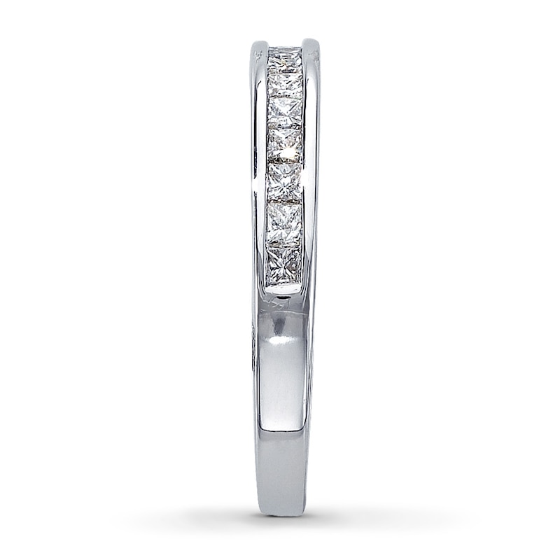 Main Image 3 of Previously Owned Diamond Wedding Band 3/4 ct tw Princess-cut 14K White Gold - Size 9.5