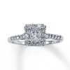 Thumbnail Image 1 of Previously Owned Diamond Engagement Ring 1/2 ct tw Princess & Round-cut 14K White Gold - Size 4