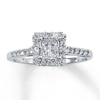 Thumbnail Image 1 of Previously Owned Diamond Engagement Ring 1/2 ct tw Princess & Round-cut 14K White Gold - Size 4.5