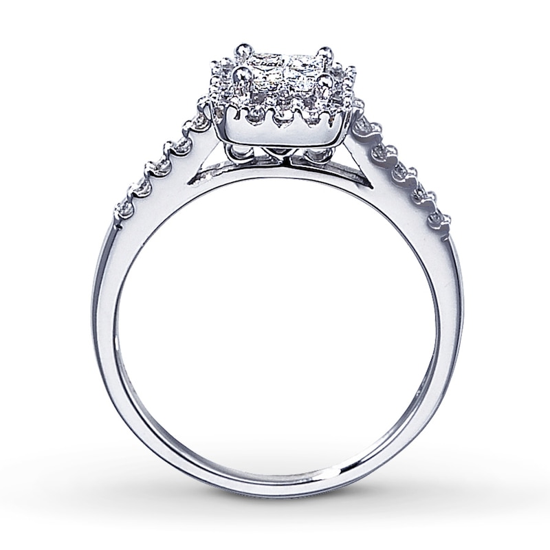 Main Image 2 of Previously Owned Diamond Engagement Ring 1/2 ct tw Princess & Round-cut 14K White Gold - Size 4.5