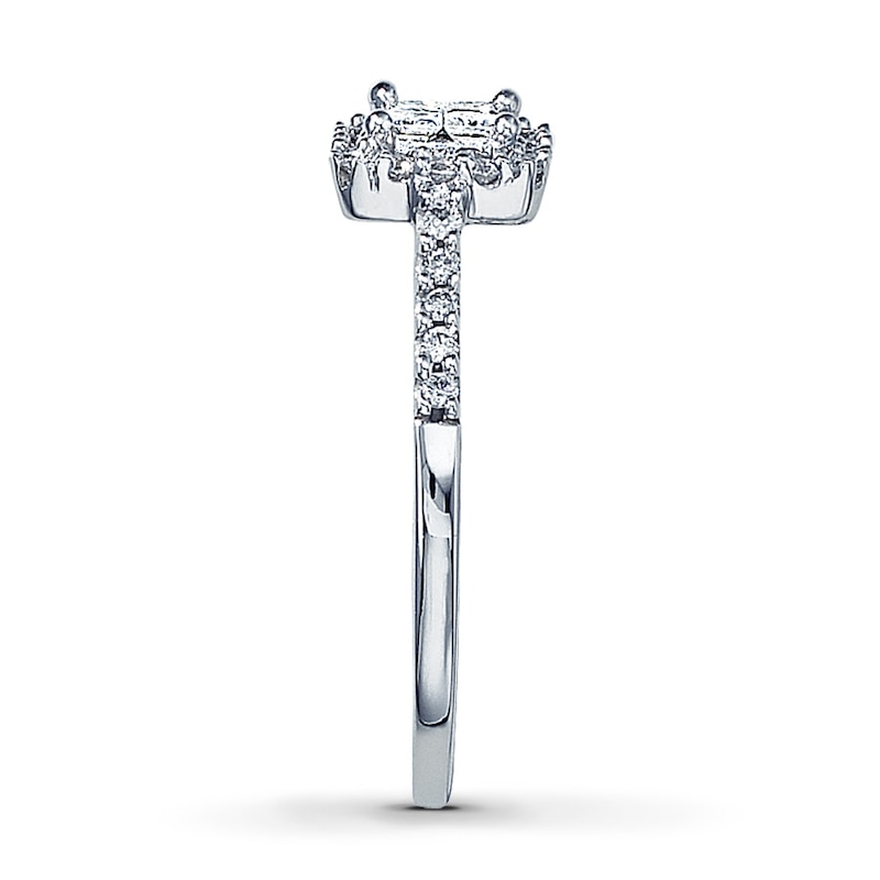 Main Image 3 of Previously Owned Diamond Engagement Ring 1/2 ct tw Princess & Round-cut 14K White Gold - Size 4.5