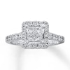 Thumbnail Image 1 of Previously Owned Diamond Engagement Ring 1 ct tw Princess & Round-cut Diamonds 14K White Gold - Size 4