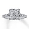Thumbnail Image 1 of Previously Owned Diamond Engagement Ring 1 ct tw Princess & Round-cut Diamonds 14K White Gold - Size 9.25