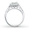 Previously Owned Diamond Engagement Ring 1 ct tw Princess & Round-cut Diamonds 14K White Gold