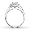 Thumbnail Image 1 of Previously Owned Diamond Engagement Ring 1 ct tw Princess & Round-cut Diamonds 14K White Gold - Size 9.25