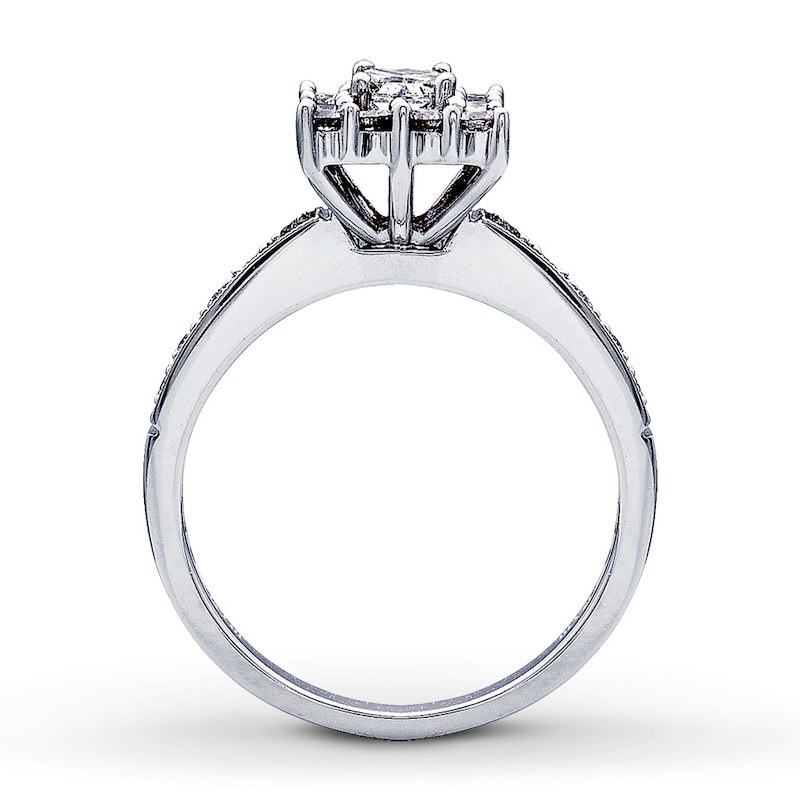 Main Image 2 of Previously Owned Diamond Engagement Ring 5/8 ct tw Princess & Round-cut 14K White Gold - Size 4