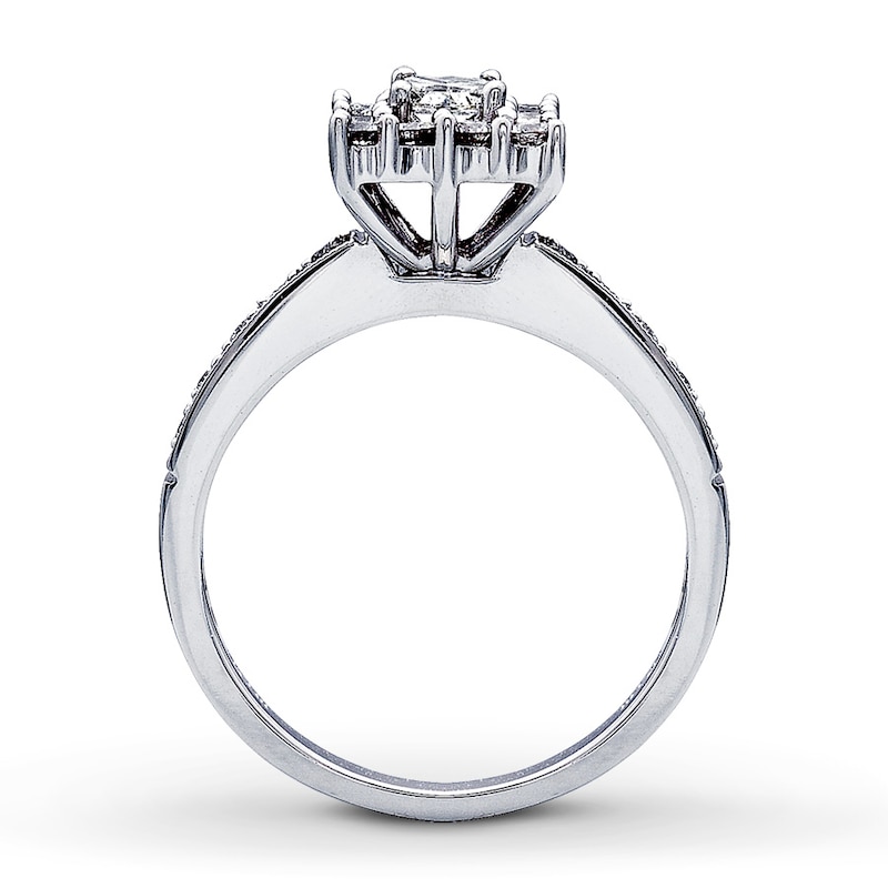 Previously Owned Diamond Engagement Ring 5/8 ct tw Princess & Round-cut 14K White Gold - Size 4