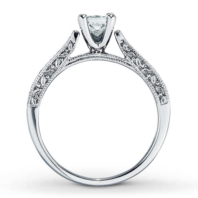 Previously Owned Diamond Engagement Ring 3/4 ct tw Princess & Round-cut 14K White Gold - Size 3.5