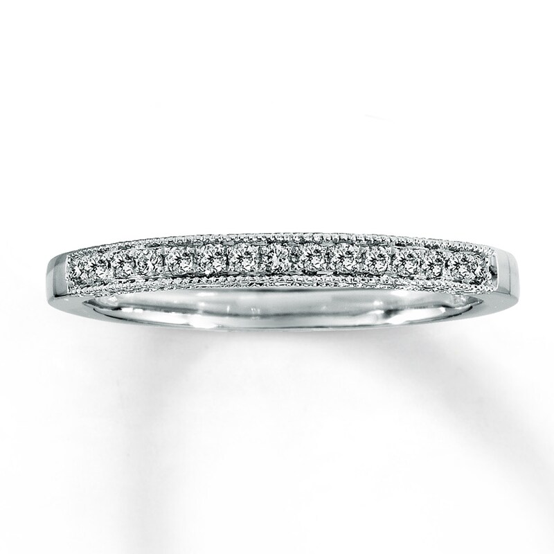 Main Image 1 of Previously Owned Band 1/8 ct tw Round-cut Diamonds 14K White Gold - Size 10.25