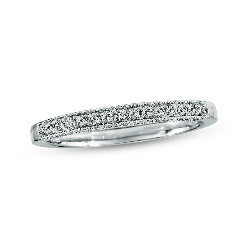 Main Image 1 of Previously Owned Wedding Band 1/8 ct tw Round-cut Diamonds 14K White Gold - Size 4.5