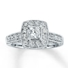 Thumbnail Image 1 of Previously Owned Diamond Engagement Ring 1 ct tw Princess & Round-cut 14K White Gold - Size 9.25