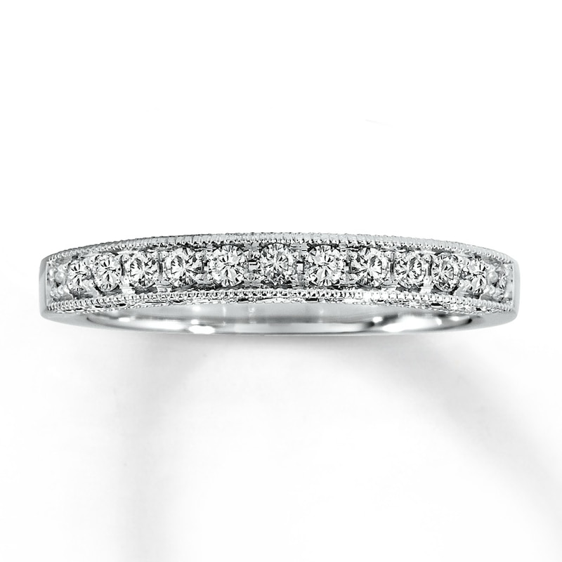 Main Image 1 of Previously Owned Diamond Wedding Band 1/4 ct tw Round-cut 14K White Gold - Size 3