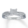 Previously Owned Diamond Engagement Ring 1/5 ct tw Princess & Round-cut Diamonds 10K White Gold
