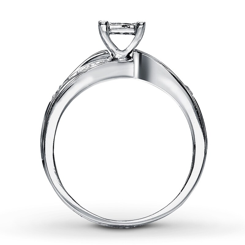 Main Image 2 of Previously Owned Diamond Engagement Ring 1/5 ct tw Princess & Round-cut Diamonds 10K White Gold - Size 10