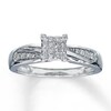 Thumbnail Image 1 of Previously Owned Diamond Engagement Ring 1/5 ct tw Princess & Round-cut Diamonds 10K White Gold Size 4.5