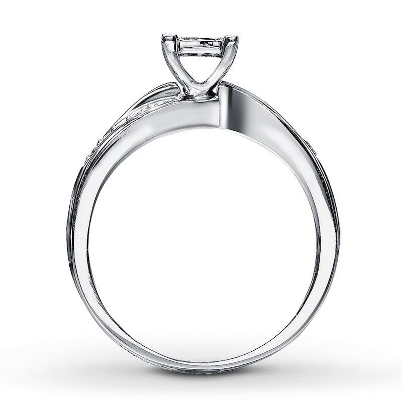 Main Image 2 of Previously Owned Diamond Engagement Ring 1/5 ct tw Princess & Round-cut Diamonds 10K White Gold Size 4.5