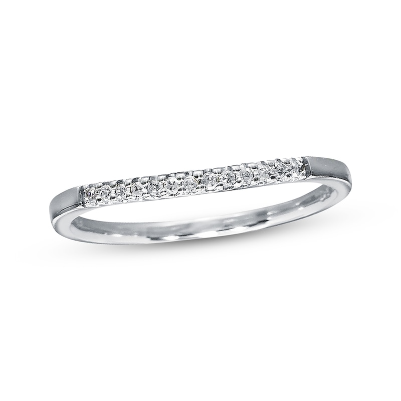 Previously Owned Diamond Wedding Band 1/20 ct tw Round-cut 10K White Gold - Size 4.5