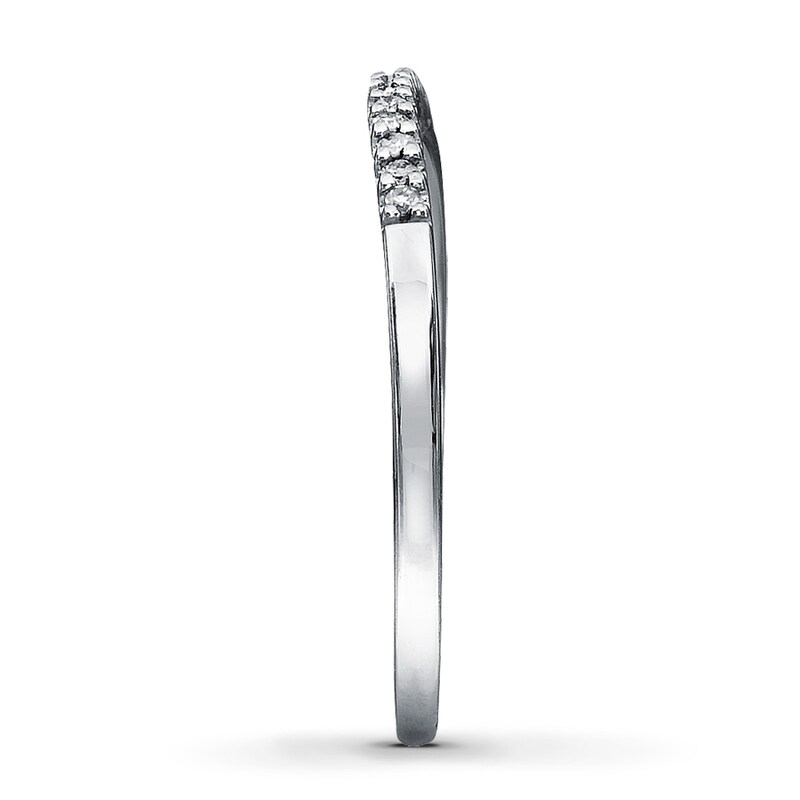 Main Image 3 of Previously Owned Diamond Wedding Band 1/20 ct tw Round-cut 10K White Gold - Size 9.5
