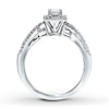 Thumbnail Image 1 of Previously Owned Diamond Engagement Ring 1/2 ct tw Princess & Round-cut 14K White Gold - Size 10