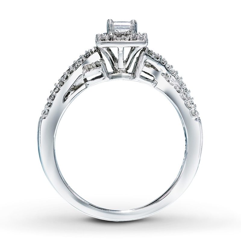 Previously Owned Diamond Engagement Ring 1/2 ct tw Princess & Round-cut 14K White Gold - Size 10