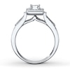 Thumbnail Image 1 of Previously Owned Diamond Engagement Ring 1/4 ct tw Princess & Round-cut 10K White Gold - Size 10.25