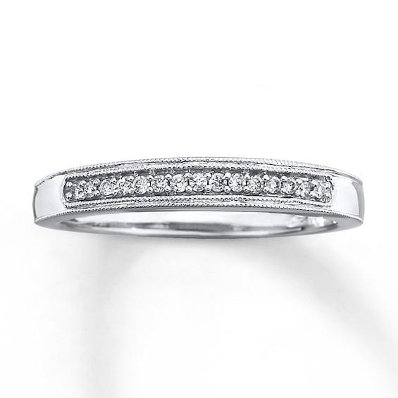 Previously Owned Wedding Band 1/20 ct tw Round-cut Diamonds 10K White Gold Size 9.5