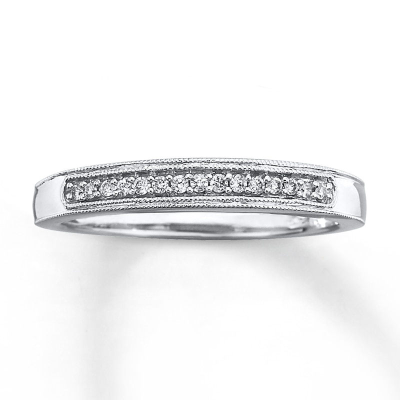 Main Image 1 of Previously Owned Wedding Band 1/20 ct tw Round-cut Diamonds 10K White Gold - Size 9.5