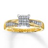 Thumbnail Image 1 of Previously Owned Engagement Ring 1/5 ct tw Princess & Round-cut Diamonds 10K Yellow Gold - Size 4