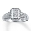 Thumbnail Image 1 of Previously Owned Diamond Engagement Ring 1/3 ct tw Princess & Round-cut 10K White Gold - Size 4