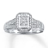 Thumbnail Image 1 of Previously Owned Diamond Engagement Ring 1/3 ct tw Princess & Round-cut 10K White Gold Size 4.25