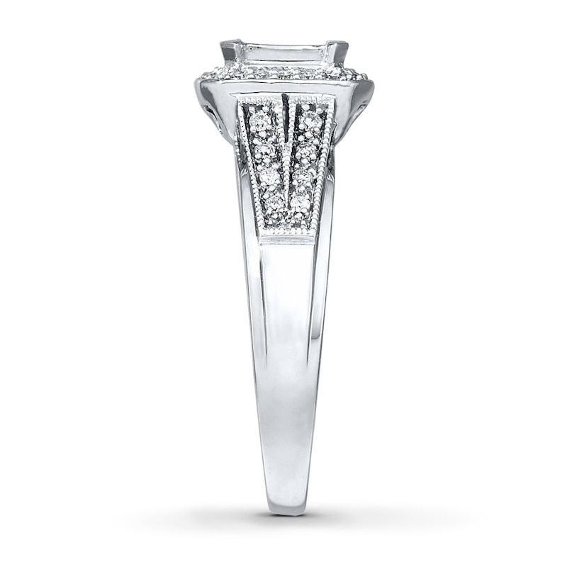 Main Image 3 of Previously Owned Diamond Engagement Ring 1/3 ct tw Princess & Round-cut 10K White Gold Size 4.25