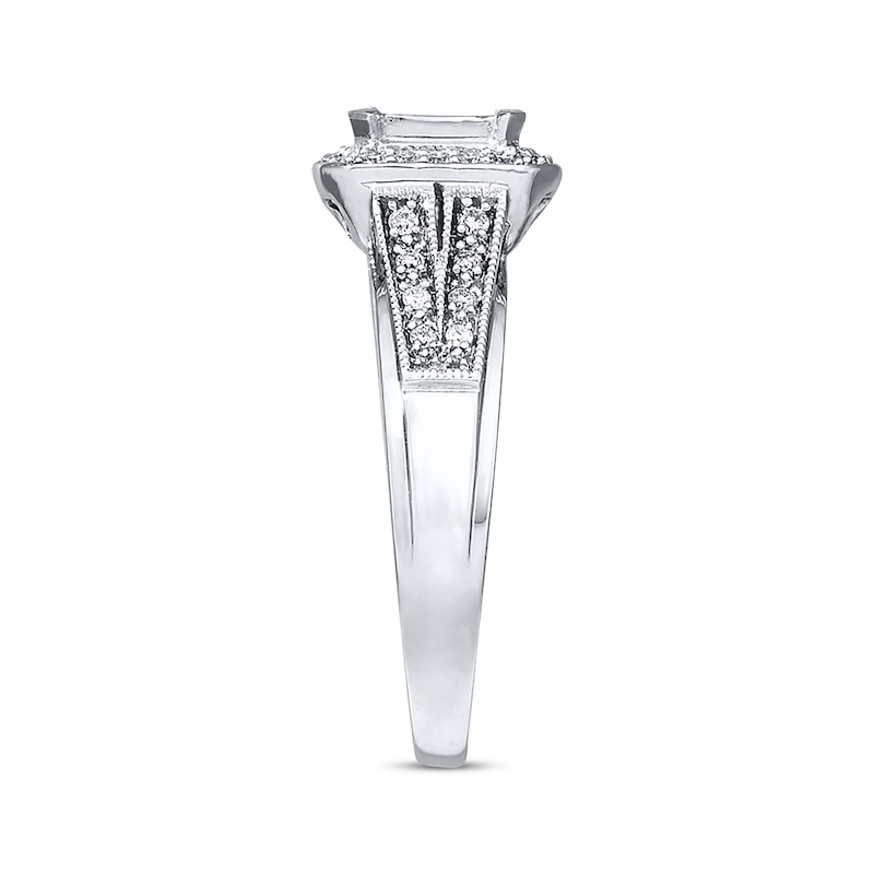 Main Image 2 of Previously Owned Diamond Engagement Ring 1/3 ct tw Princess/Round-cut 10K White Gold - Size 9.75