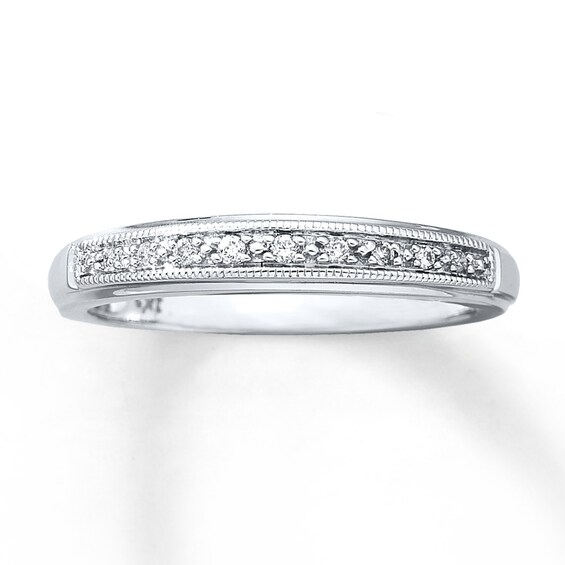 Previously Owned Diamond Wedding Band 1/20 ct tw Round-cut 10K White Gold Size
