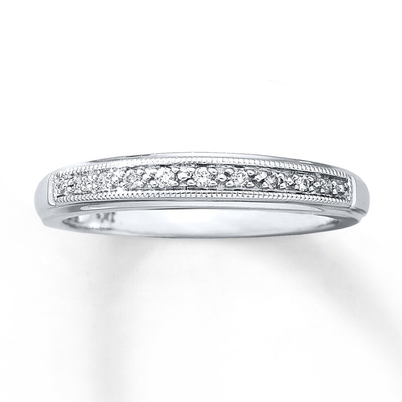 Main Image 1 of Previously Owned Diamond Wedding Band 1/20 ct tw Round-cut 10K White Gold - Size 4.75